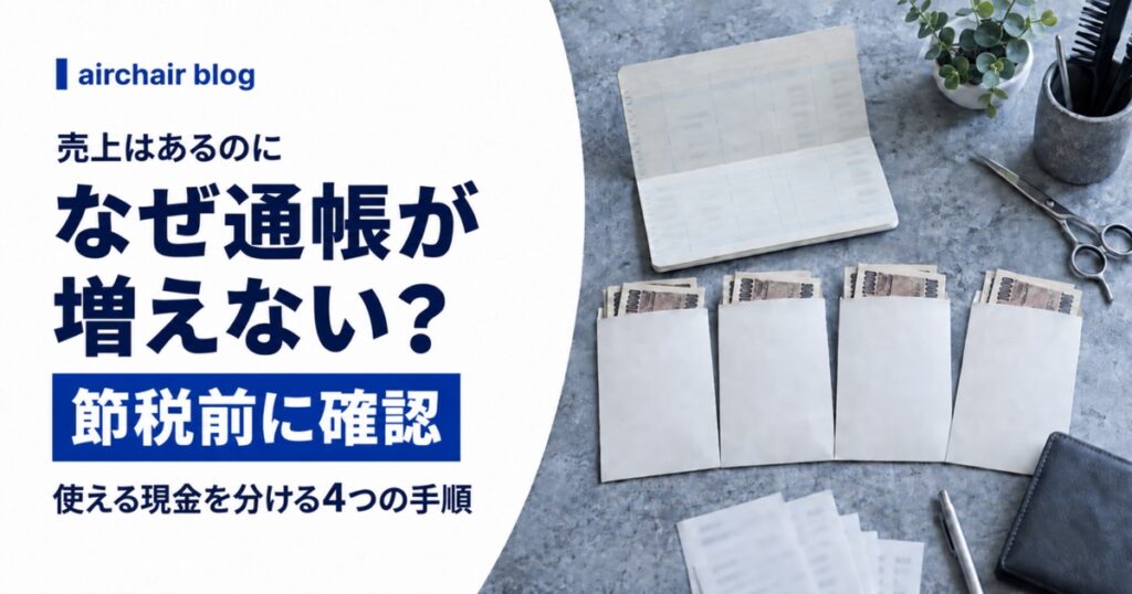 美容室の通帳が増えない理由と節税前に使える現金を分ける手順